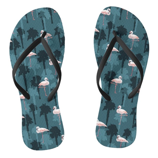 Pastel Flamingos On Teal Jandals (Footbed)