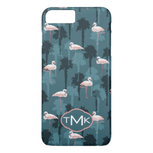 Pastel Flamingos On Teal   Monogram Case-Mate iPhone Case