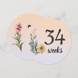 Pastel Floral 34-35 Weeks Pregnancy Milestone Card