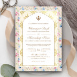 Pastel Floral Anand Karaj Punjabi Sikh Wedding Invitation<br><div class="desc">Amaze your guests with this elegant Sikh wedding invite featuring a beautiful floral and gold motif design with modern typography. Simply add your event details on this easy-to-use template to make it a one-of-a-kind invitation.</div>