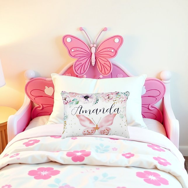 Pastel floral and butterfly personalised decorative cushion (Creator Uploaded)