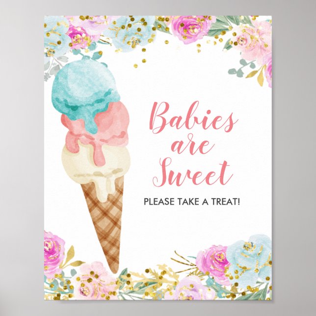 Pastel Floral Babies Are Sweet Please Take A Treat Poster (Front)
