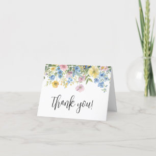 Pastel Floral Baby in Bloom Watercolor Thank You Card