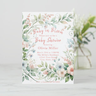 Pastel Floral Baby Shower Invitation for Girls