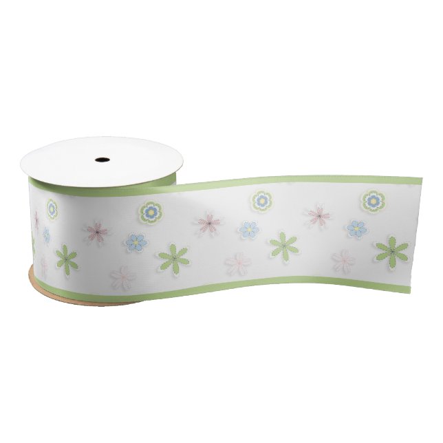 Pastel Floral Baby Shower Satin Ribbon (Spool)