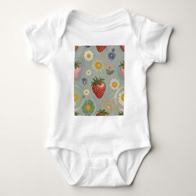Pastel Floral & Berry Delight Baby Bodysuit (Front)
