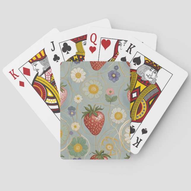 Pastel Floral & Berry Delight Playing Cards (Back)