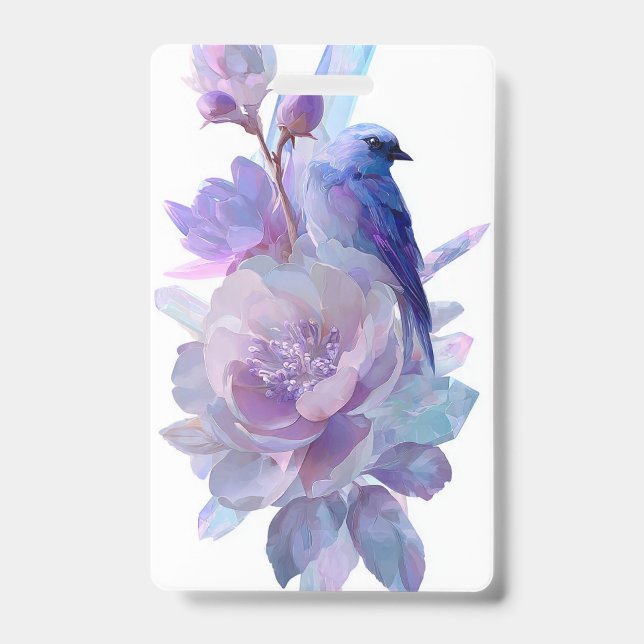 Pastel Floral Bird Name Badge ID Badge (Front)