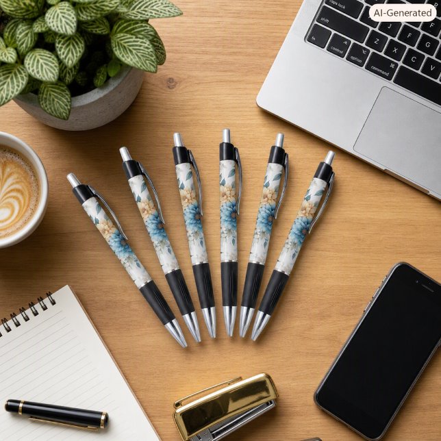 Pastel Floral Blue Yellow Home Office Writing  (Creator Uploaded)