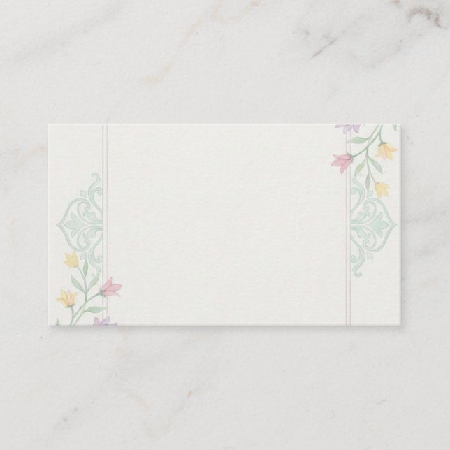Pastel Floral Border Custom Business Card (Front)