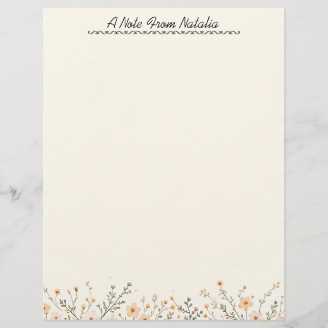 Pastel Floral Border Custom Letterhead (Front)