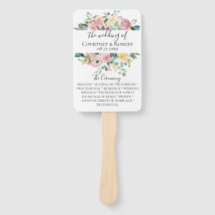 Pastel Floral Bouquet Wedding Program Fans
