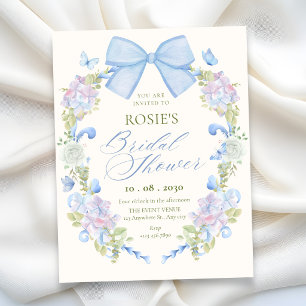 Pastel floral bow bridal shower invitation
