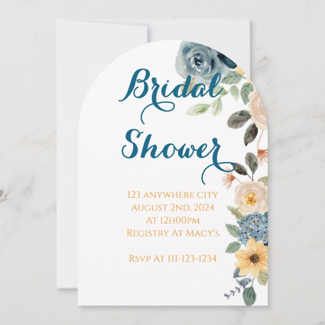 PASTEL FLORAL BRIDAL SHOWER  INVITATION (Front)