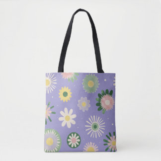 Pastel Floral Burst Pattern Tote Bag