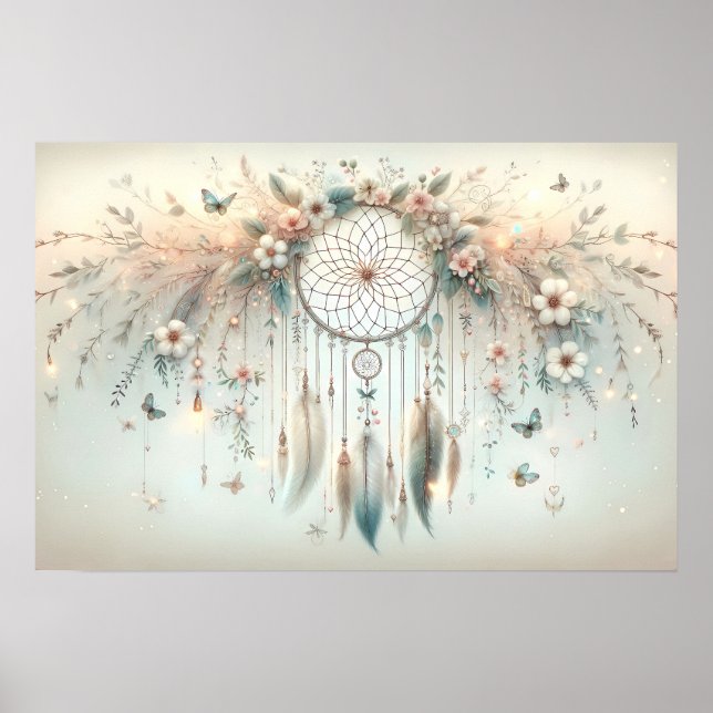 Pastel Floral Butterfly Dreamcatcher Poster (Front)
