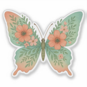 Pastel Floral Butterfly Sticker