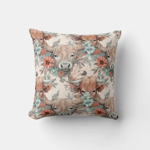 Pastel floral cow pillow