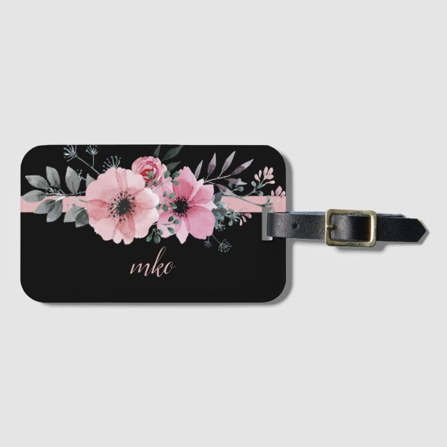 Pastel Floral Design Personalise Luggage Tag (Front Horizontal)