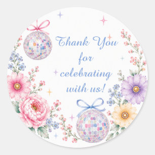 Pastel Floral Disco Garden Bridal Shower Classic Round Sticker