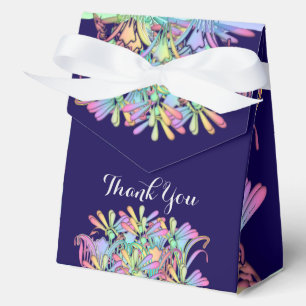 Pastel Floral Dk Blue Thank You Favour Boxes