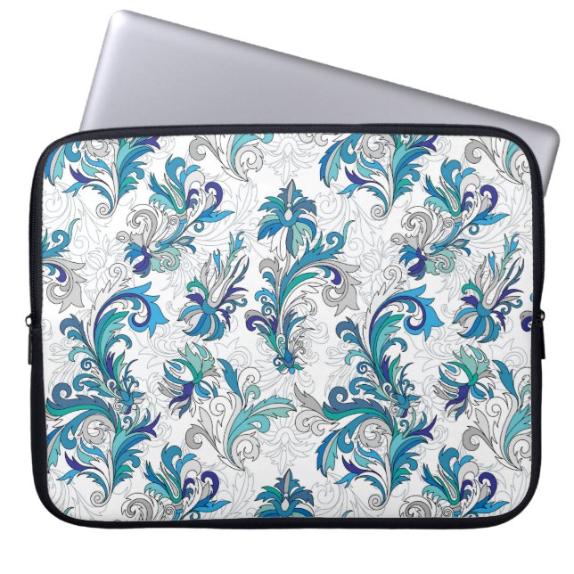 Pastel Floral Doodle Vintage Pattern. Laptop Sleeve (Front)
