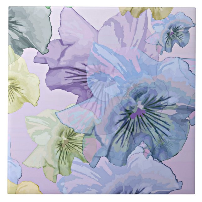 Pastel Floral Dream, Pretty Pansies Tile (Front)