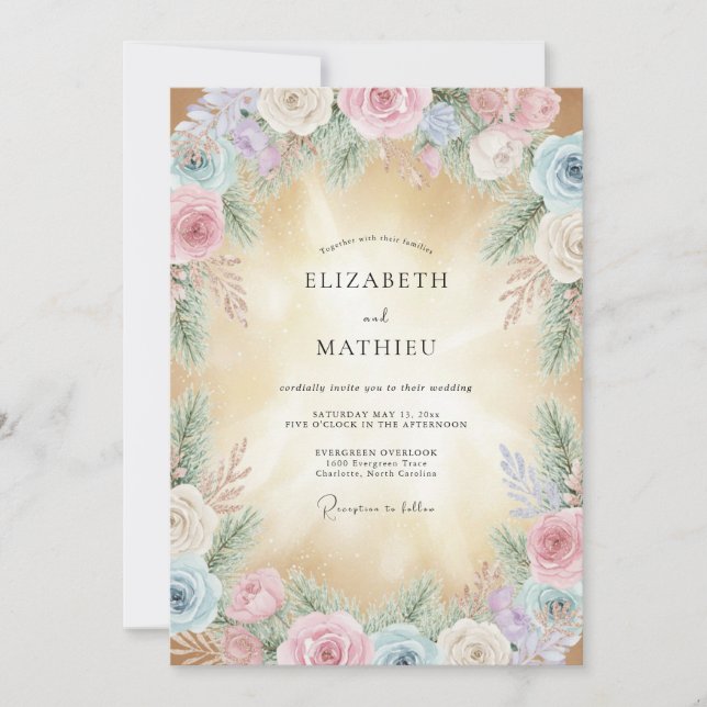 Pastel Floral Dream Wedding Invitation (Front)