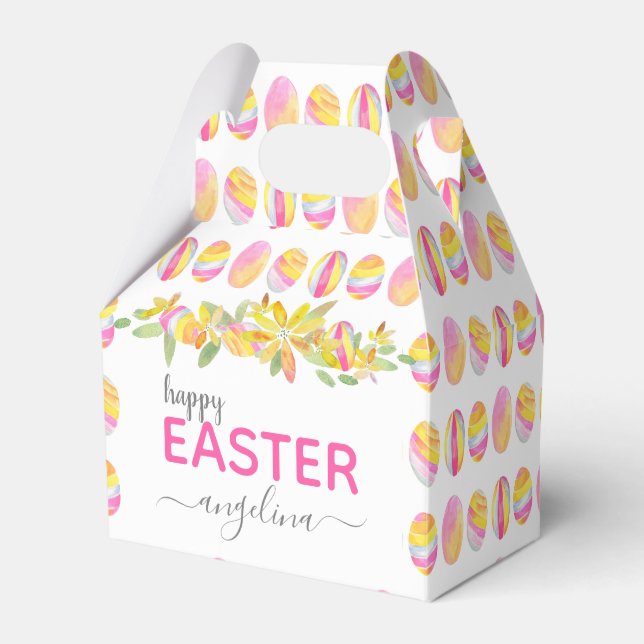 Pastel Floral Easter Egg Hunt Favour Box (Front Side)