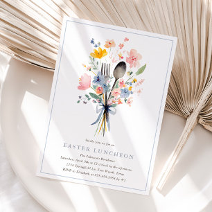 Pastel Floral Easter Luncheon Elegant Invitation
