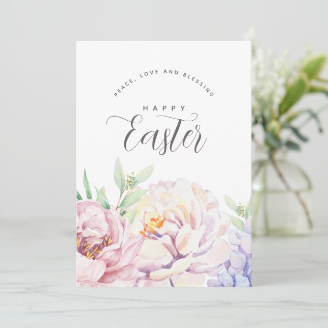 Pastel Floral Easter Personalised Greeting Card (Standing Front)
