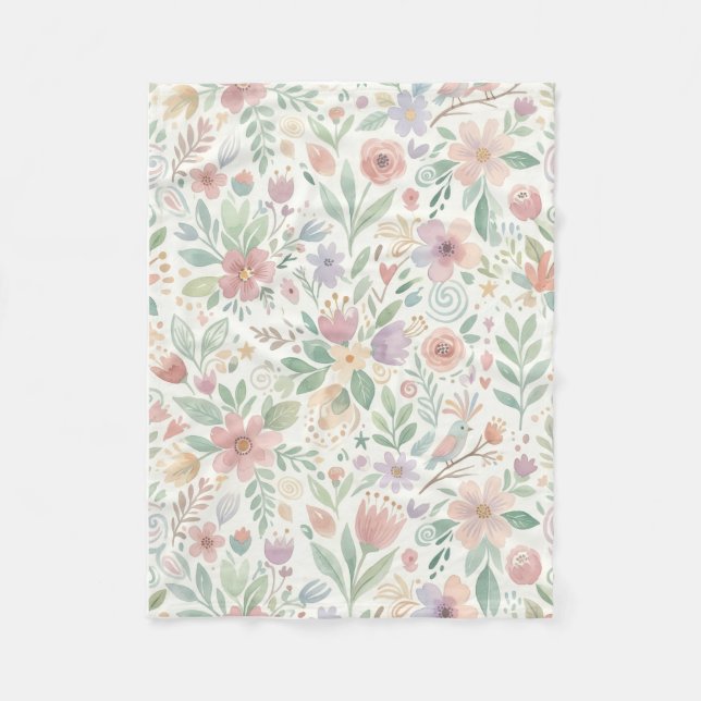 Pastel Floral Fleece Blankets (Front)