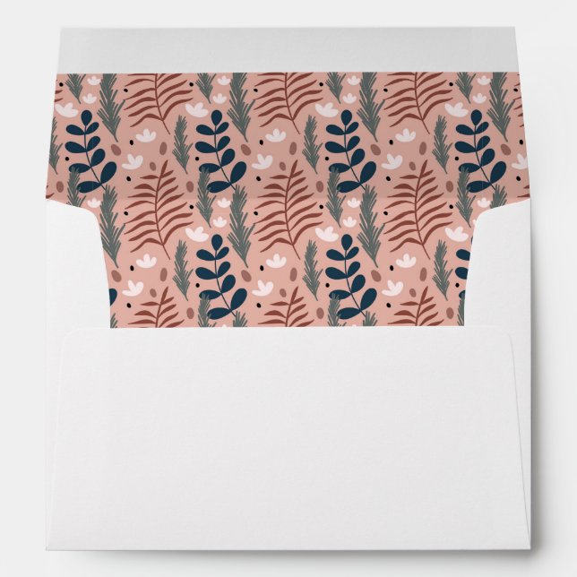 Pastel Floral Foliage Pink Pattern Return Address Envelope (Back (Bottom))