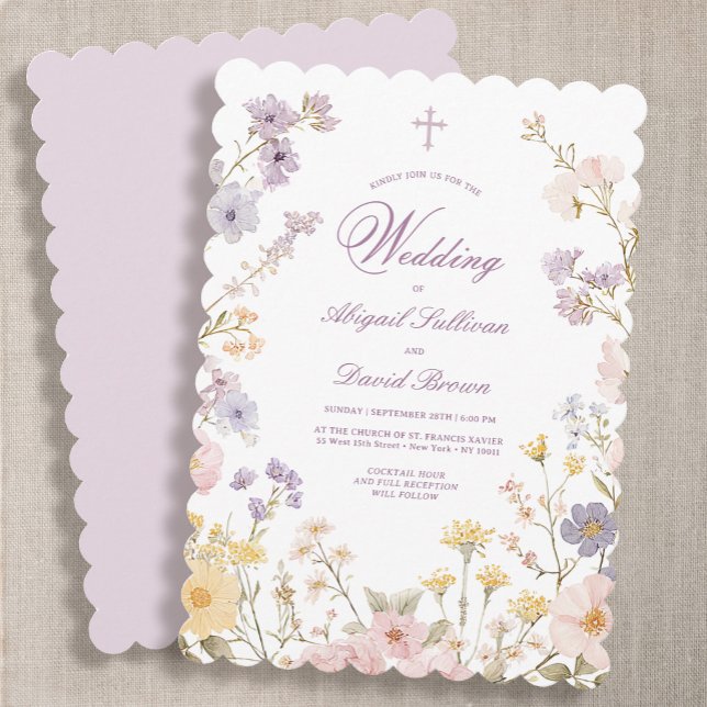 Pastel Floral Frame Religious Wedding Invitation (Creator Uploaded)