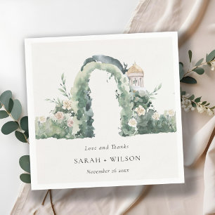 Pastel Floral Garden Arch Botanical Wedding Thanks Napkin