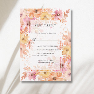 Pastel Floral Garden Botanical Romance Wedding RSVP Card
