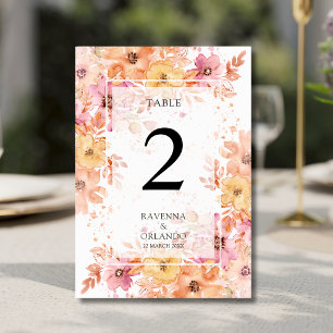 Pastel Floral Garden Botanical Romance Wedding Table Number