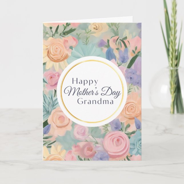 Pastel Floral Garden Sweet Mother's Day Grandma Card (Front)