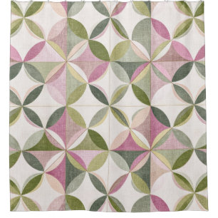 Pastel Floral Geometry Cottagecore Pattern Shower Curtain