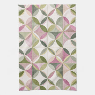 Pastel Floral Geometry Cottagecore Pattern Tea Towel