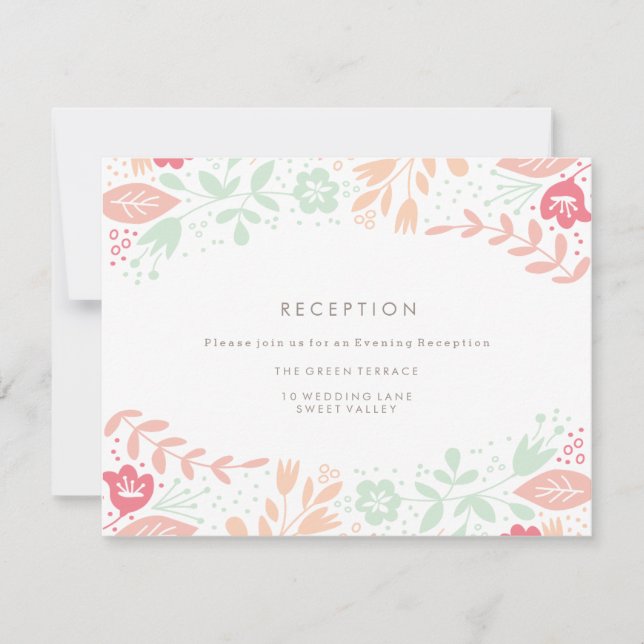 Pastel Floral Grace Wedding Reception Card (Front)