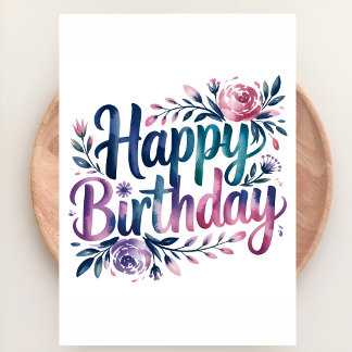 Pastel Floral Happy Birthday Card