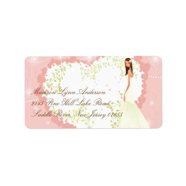 Pastel Floral Heart Bride Return Address Label (Front)