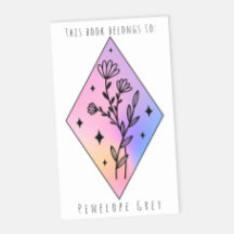 Pastel Floral Hologram Diamond Book Plate