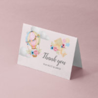 Pastel Floral Hot Air Balloon Folded Thank You