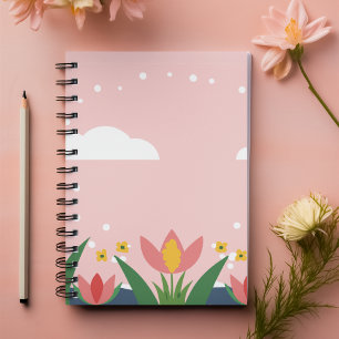 Pastel Floral in light pink customisable name Notebook