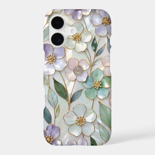 Pastel Floral iPhone Case Stained Glass Elegant (Back)