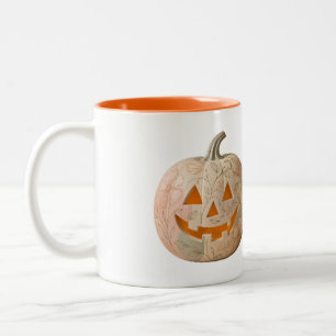 Pastel Floral Line Art Pumpkin Mug