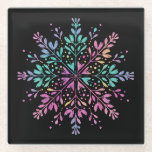 Pastel Floral Mandala on Black Glass Coaster<br><div class="desc">Elevate your home decor with this elegant floral mandala coaster. Featuring a delicate, hand-drawn aesthetic, this design combines soft pastel pinks, muted teals, and warm gold accents in a symmetrical, blooming pattern. The clean black background makes the intricate botanical details pop, blending a boho-chic vibe with modern minimalism. Perfect for...</div>