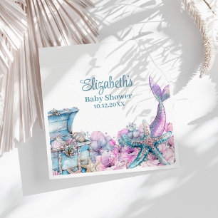 Pastel Floral Mermaid Tail Baby Shower  Napkin